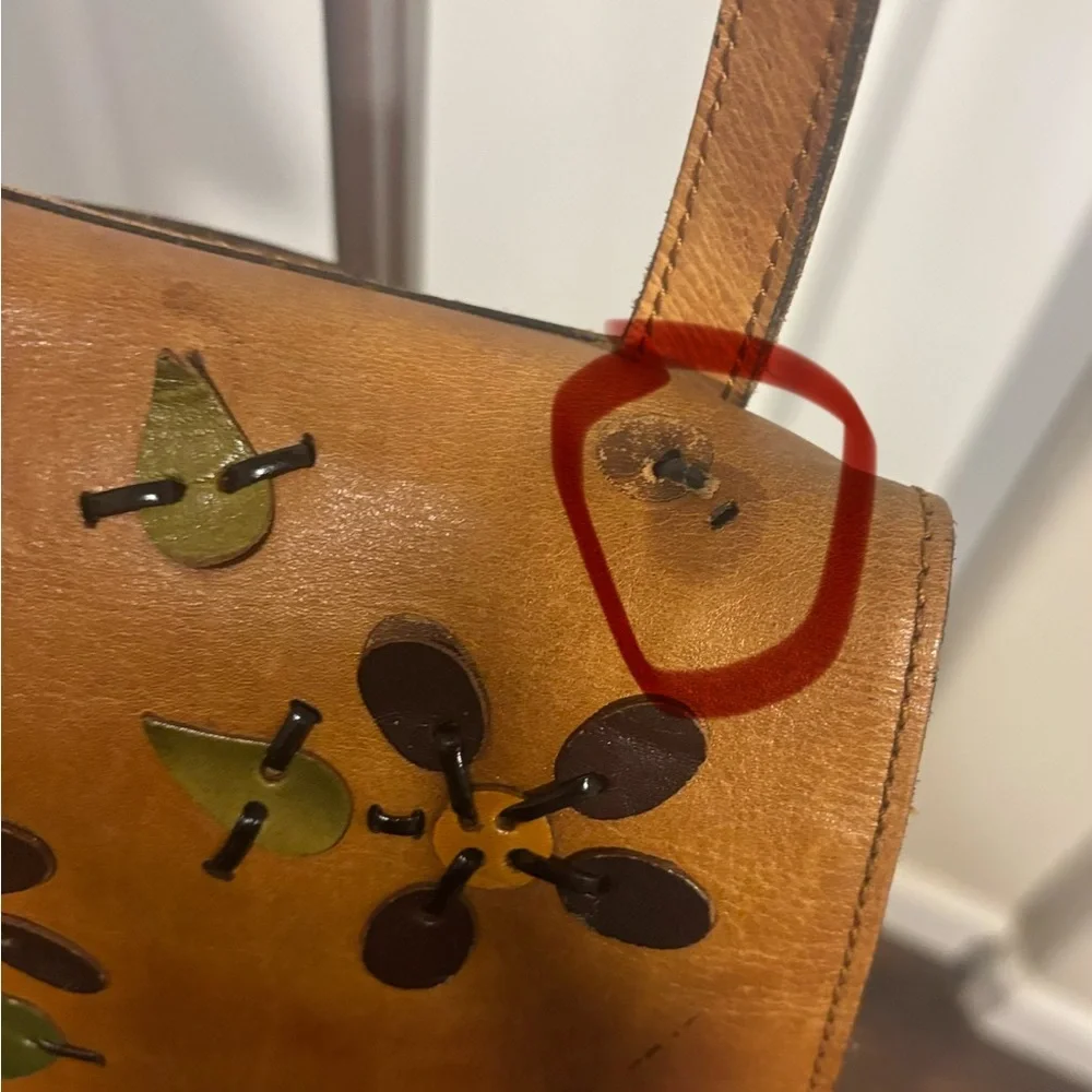 Patricia Nash Tan Leather Crossbody Bag with Floral Design - Picture 5 of 16